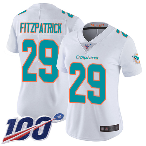 Nike Miami Dolphins #29 Minkah Fitzpatrick White Women Stitched NFL 100th Season Vapor Limited Jersey->women nfl jersey->Women Jersey